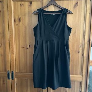 Eddie Bauer Black Sleeveless Faux Wrap Dress, Size Petite M